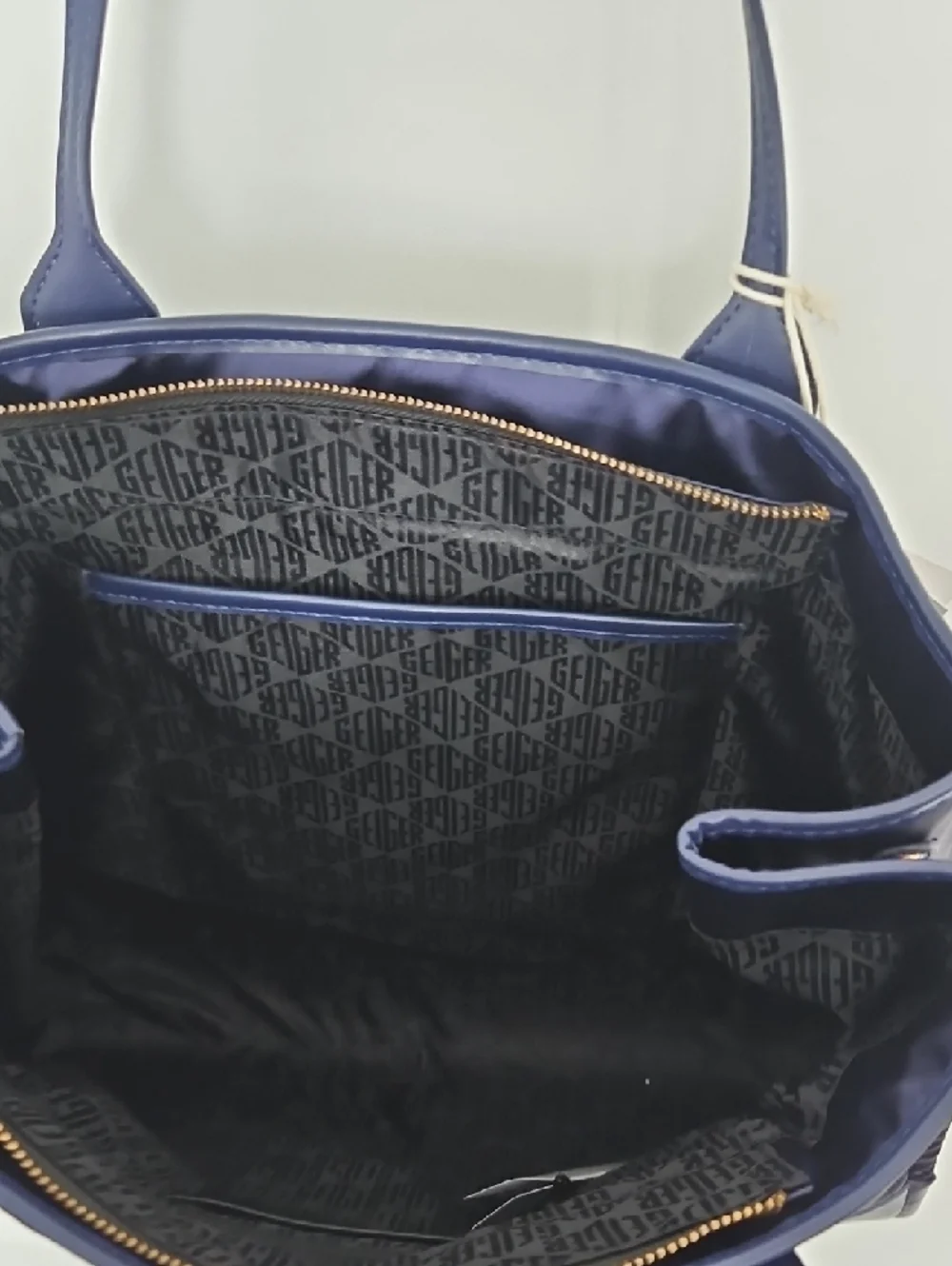 Kurt Geiger Navy Quilted Tote with Gold Lion Accent NWT - Picture 3 of 8